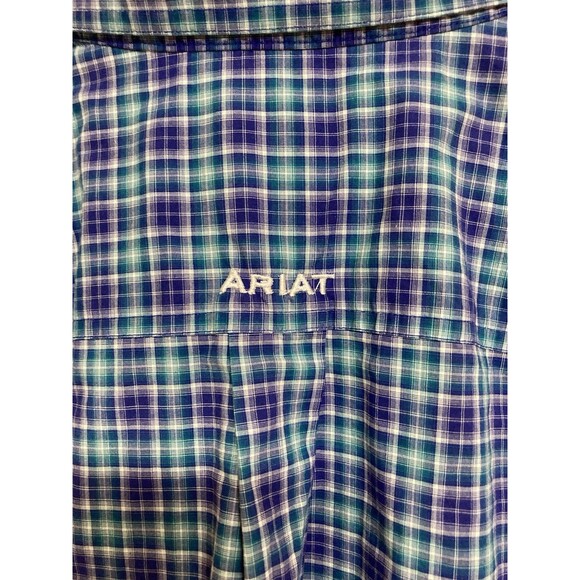 Men's Ariat Pro Series Stretch Classic Fit LS Buttonup Shirt Blue Plaid Size L - Picture 9 of 9